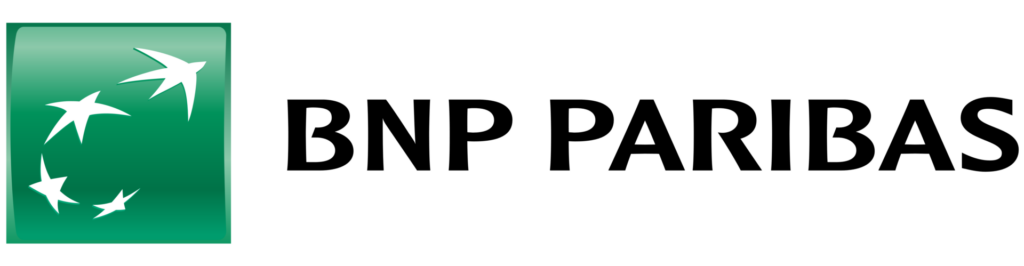 Green square logo with white birds and text reading BNP Paribas.