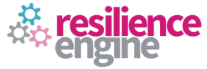 Logo of Resilience Engine with colorful gear symbols and text.
