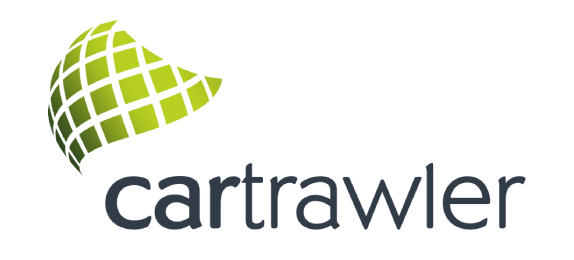 CarTrawler logo with a green checkered design above the company name in bold, dark text.