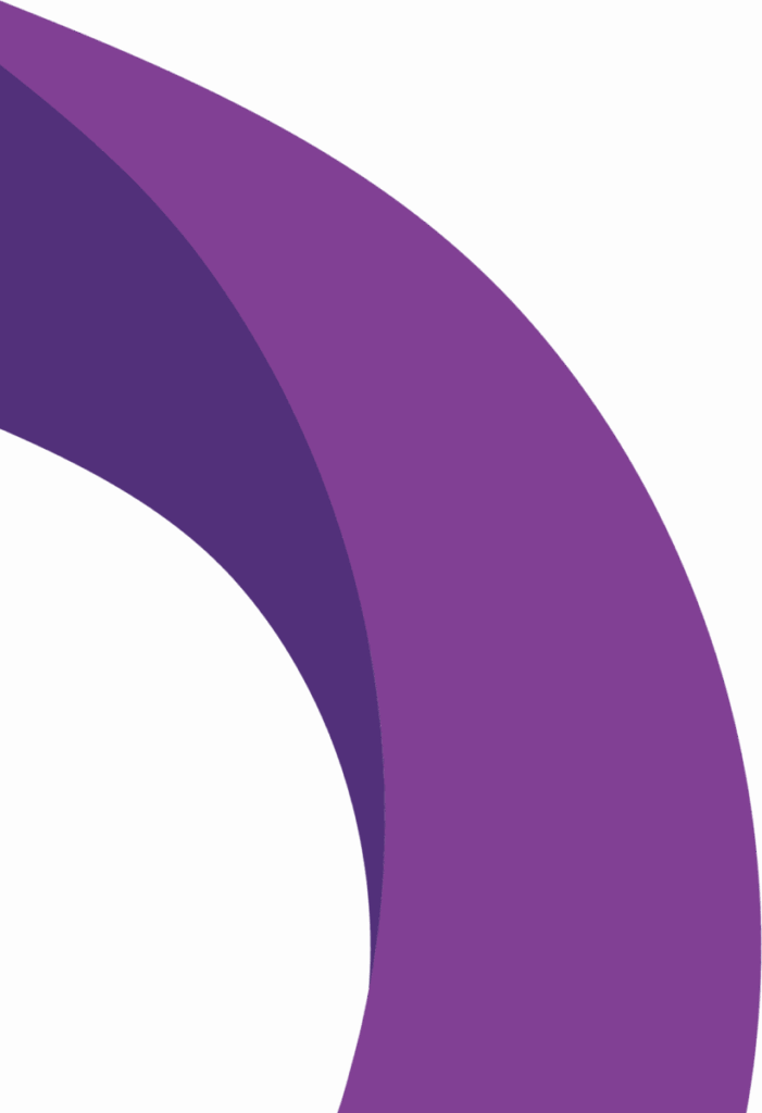 Abstract purple curves create a dynamic wave pattern on a dark violet background.