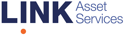 Logo for Link Asset Services with bold text and an orange dot accent.