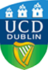 University College Dublin logo featuring three towers and a harp.